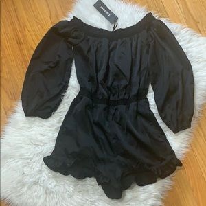 Bebe black romper off shoulders sz S